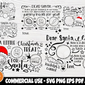 Pacchetto in formato SVG vassoio di Babbo Natale / caro Babbo Natale in formato SVG / cibo per renne in formato SVG / latte e biscotti / cappello di Babbo Natale