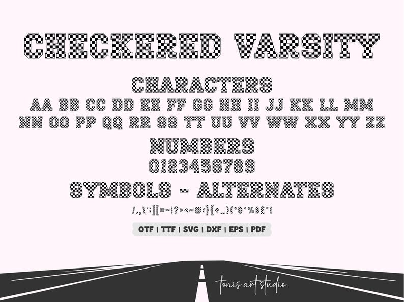 Checkered Varsity Font • Racing Sport Alphabet • Bold Athletic Letters ...