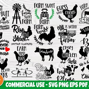 Bauernhaus SVG Bundle: Bauernhof Leben Clipart, Zitate (digitaler Download)