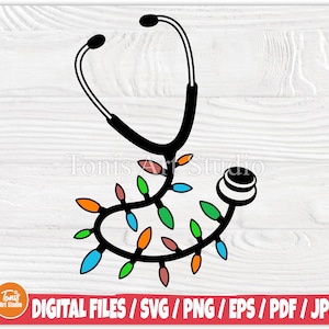 Nurse Christmas svg | nursing svg | stethoscope shirt svg | Christmas lights | doctor gift