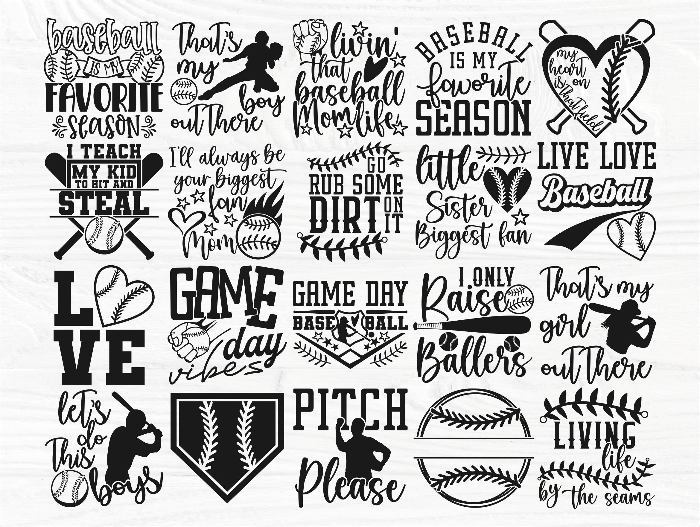 Baseball SVG Bundle Funny Baseball Signs Sport Quotes Svg Etsy