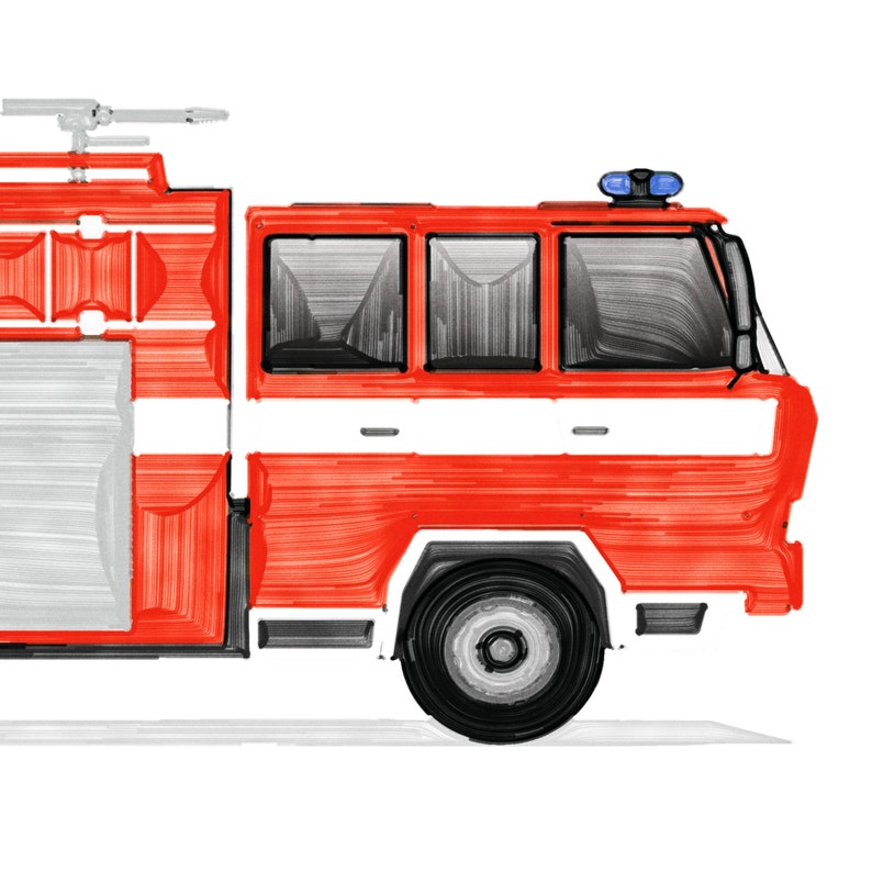 Firetruck Wall Decor Fire Truck Watercolor Printable Art | Etsy