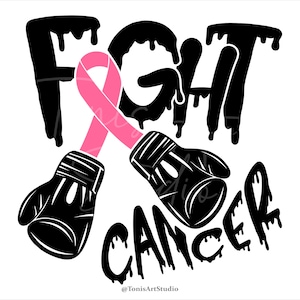 Lucha contra el cáncer (Svg), camiseta contra el cáncer de mama, archivos de corte Svg de lazo contra el cáncer, guantes de boxeo