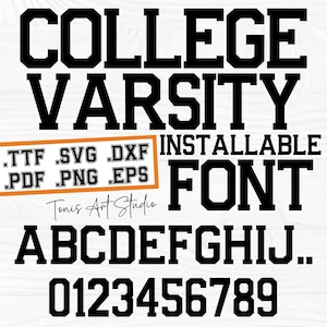 College Varsity Font, Varsity Font Svg, College Font Svg, College Letters Svg