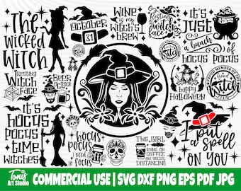 Bundle Halloween SVG, citations de sorcières, fichiers Svg coupés