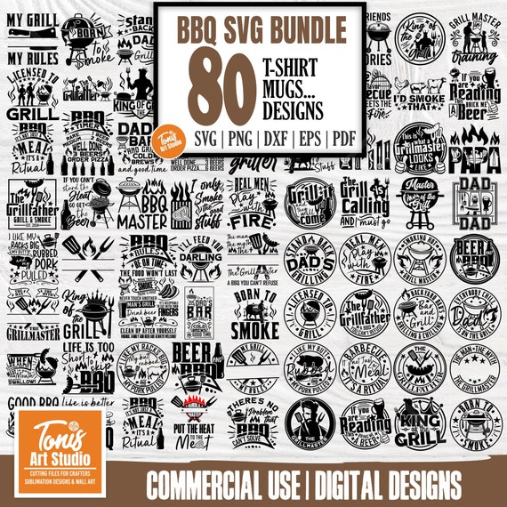 Barbecue SVG Bundle, Dad Bbq Grill Svg, 80 T-Shirt Designs