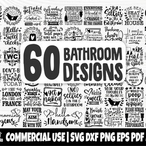 Badkamer SVG-bundel | 60 Badkamerontwerpen | Badkamerborden | Badkamerregels | Badkamer citaten SVG | Svg-bestanden knippen | Badkamer cricut-bestanden