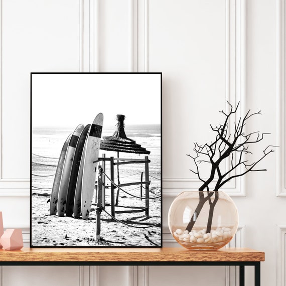 Moroccan Decor Black And White Printable Surf Beach Print Bohemian Decor Nature Print Large Wall Art Travel Photography