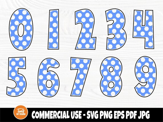 Polka dot numbers SVG cut files | Blue birthday numbers svg