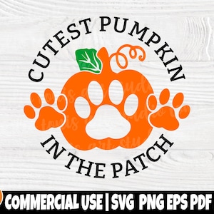 Leukste pompoen in de Patch SVG - Pompoen Paw Print - Hond Bandana Svg - Paw Print Cut File - Digitale Download - Commerciële licentie inbegrepen