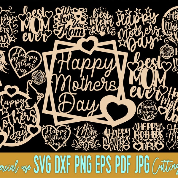 Mothers Day SVG Bundle, Mom Cake Topper Svg, Png