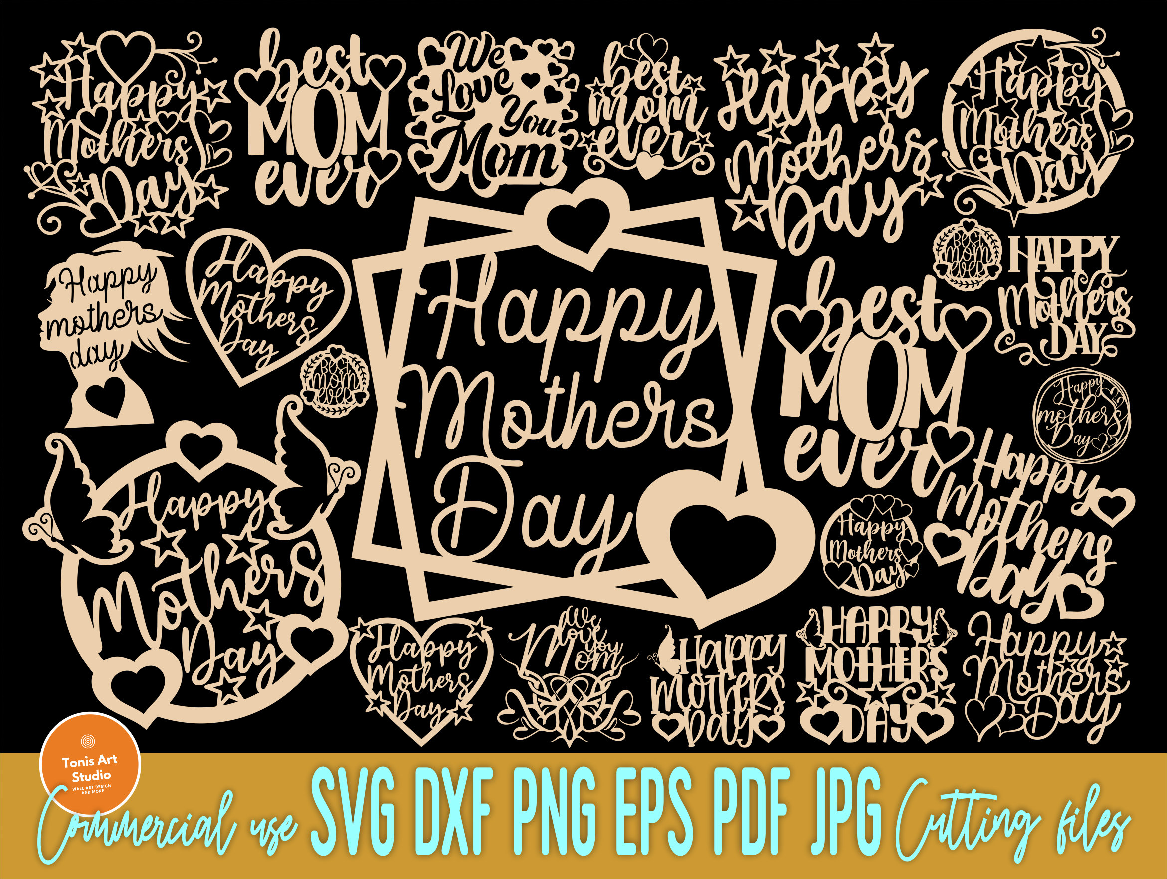 Mothers Day SVG Bundle, Mom Cake Topper Svg, Png