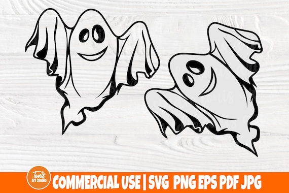 Cute Ghost SVG - Ghost Cut File - Funny Halloween Shirt - Spooky Svg - Silhouette Svg - Ghost Outline Clipart - Commercial License Included