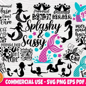 Mermaid SVG Bundle, Mermaid Tail Svg, Mermaid Quotes, Mermaid Silhouette