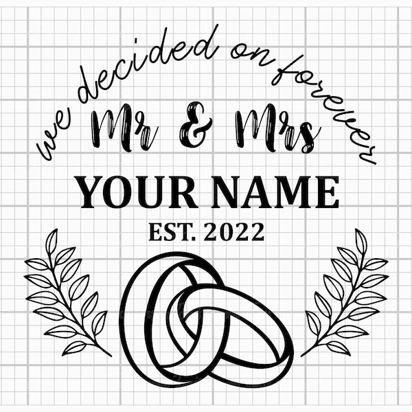 Mr and Mrs SVG PNG DXF, Wedding Svg, Wedding Rings, His and Hers Svg Monogram, Marriage Svg