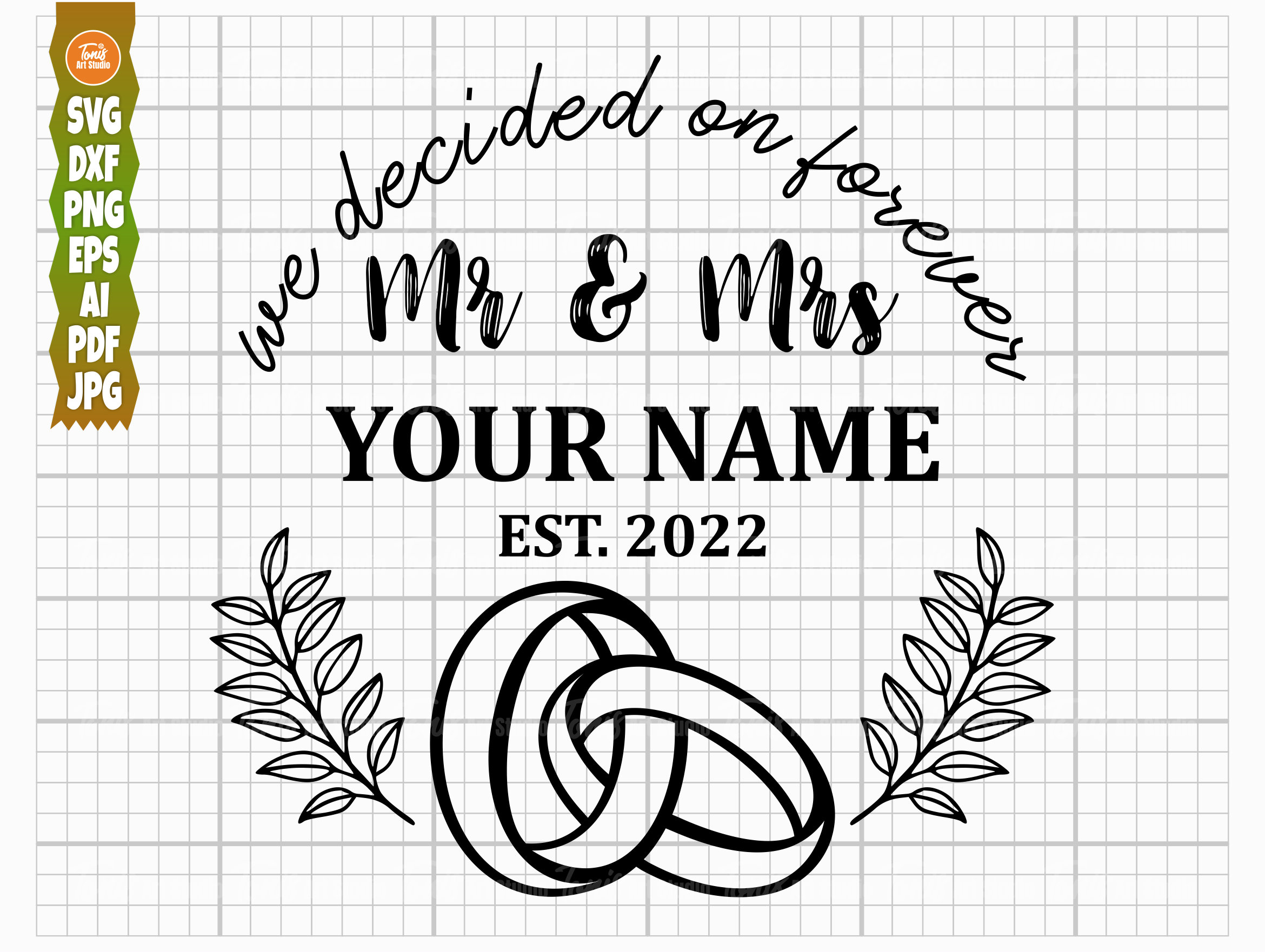 Mr and Mrs SVG PNG DXF, Wedding Svg, Wedding Rings, His and Hers Svg Monogram, Marriage Svg