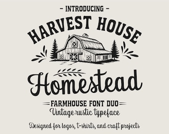 Farmhouse Font Duo – Rustic Serif & Script, Vintage Typeface