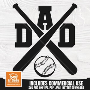 Baseball papà SVG - file di taglio SVG di baseball - clipart mazza da baseball - papà SVG t-shirt design - file di taglio cricut - download digitale