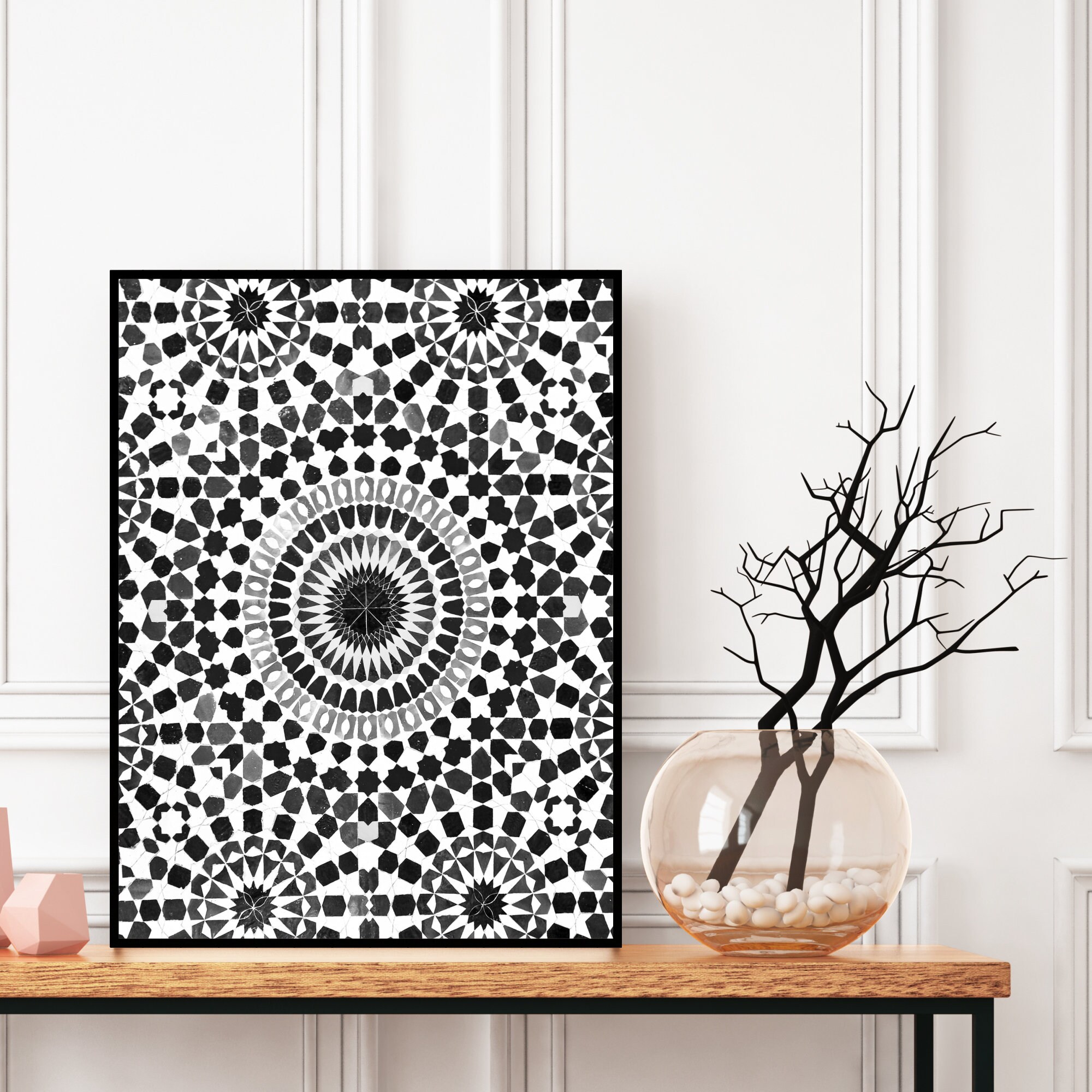 Moroccan Pattern Print Black and White Printable Moroccan | Etsy