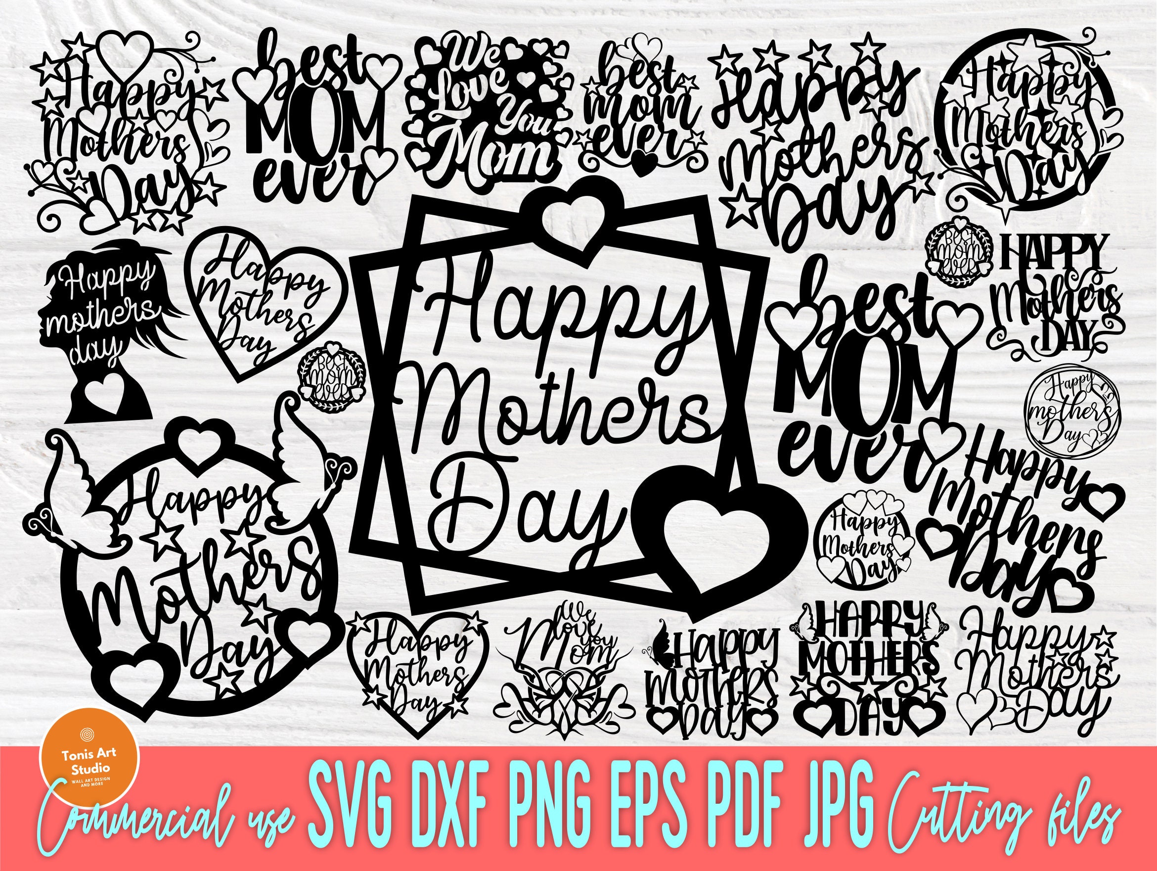 Happy Mothers Day SVG, Cake Topper Svg, Png, Dxf