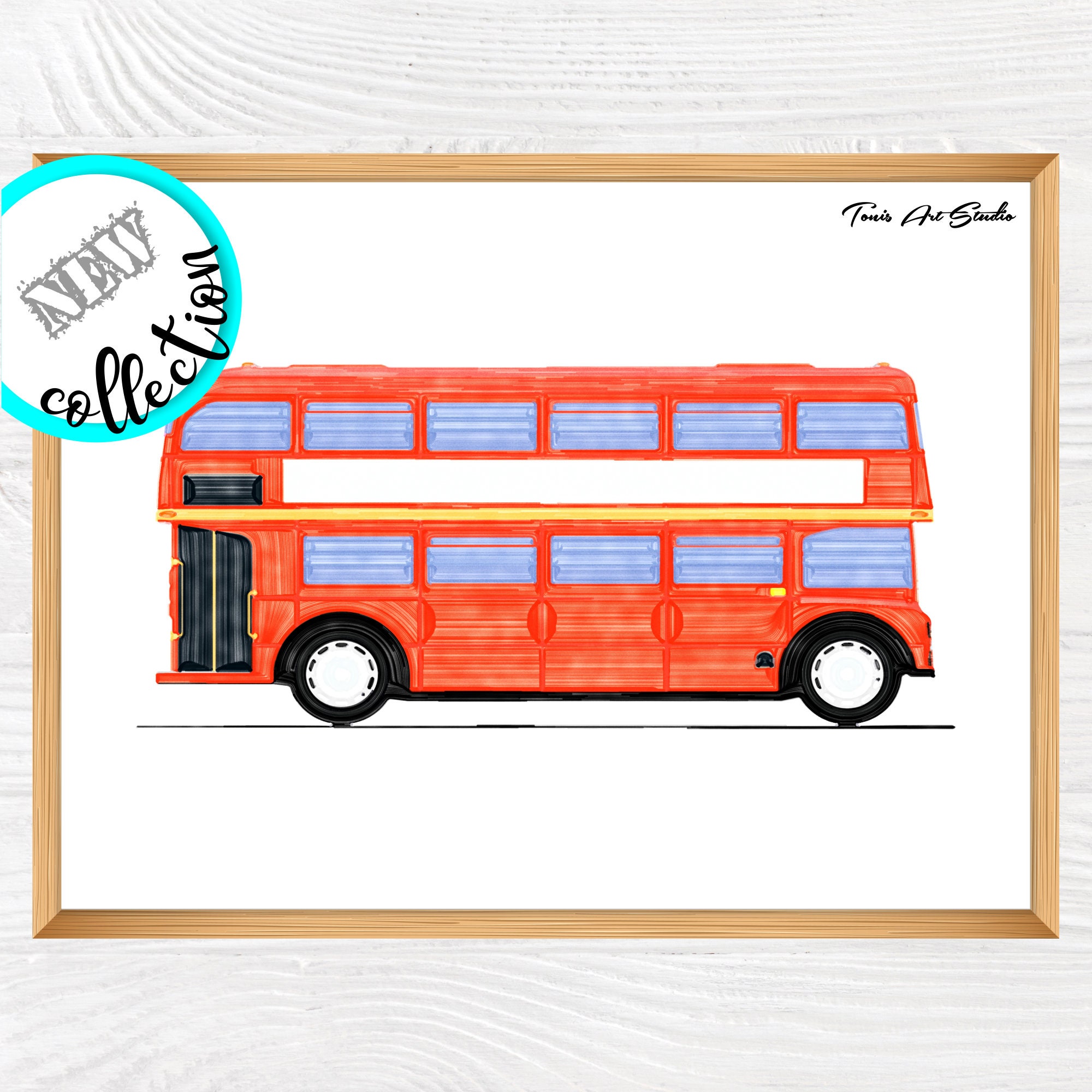 London Bus Wall Decor Bus Watercolor Kids Bedroom Art Etsy