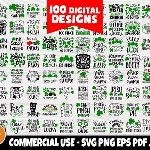 St Patrick's Day SVG Bundle | 100 Shirt Designs | Funny St Patrick's Quotes | Irish Svg | Lucky Svg | St Patrick's Cut Files for Cricut