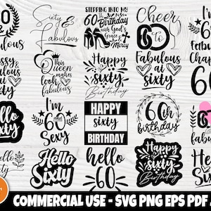 60th Birthday SVG Bundle: T-Shirt Designs (Digital Download)