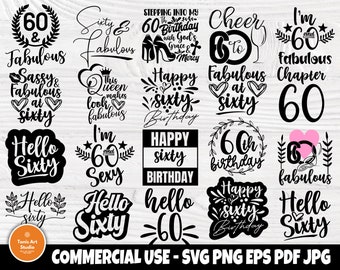 60th Birthday SVG, Sixty Svg, Hello 60 Svg, Png