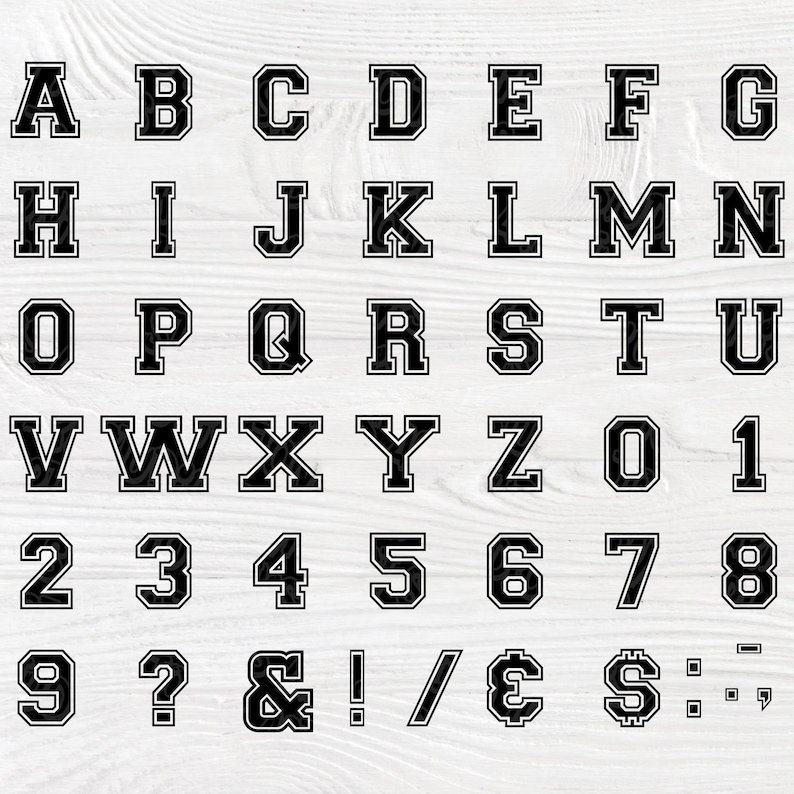 Varsity font SVG College font svg Varsity alphabet svg Etsy