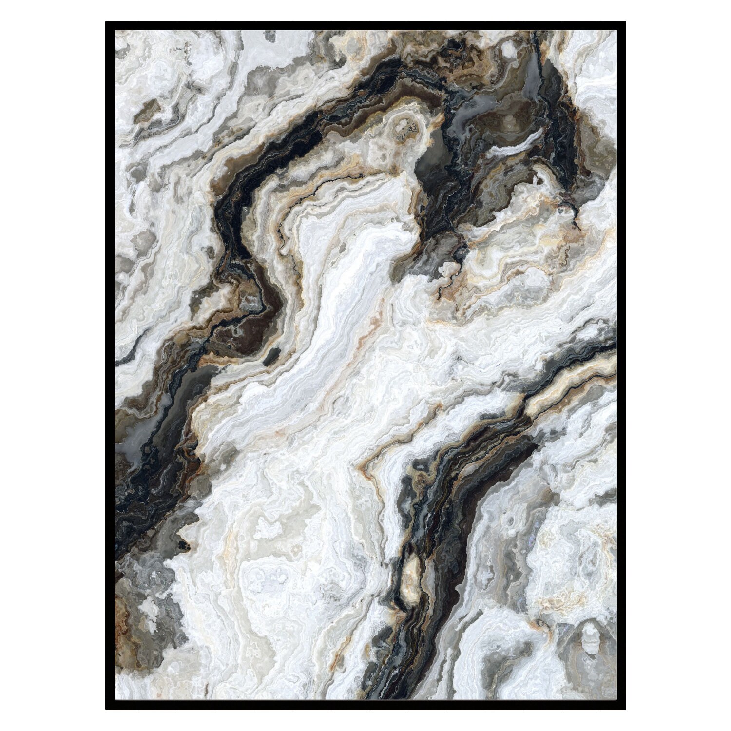 Agate Wall Art Set of 2 Prints, Grey and Black Marble Decor, Digital