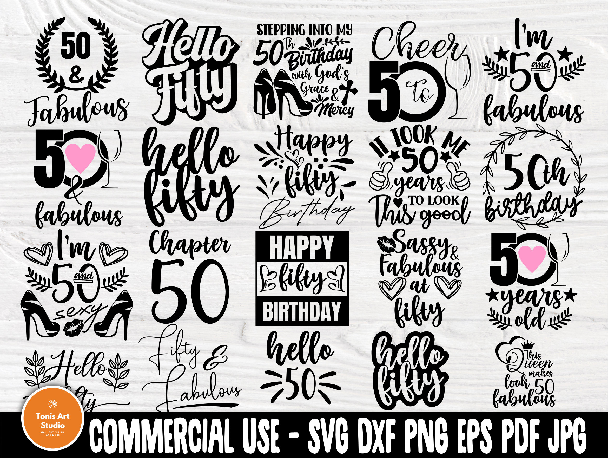 Download 50th Birthday SVG Bundle Fifty Svg Hello 50 Svg | Etsy