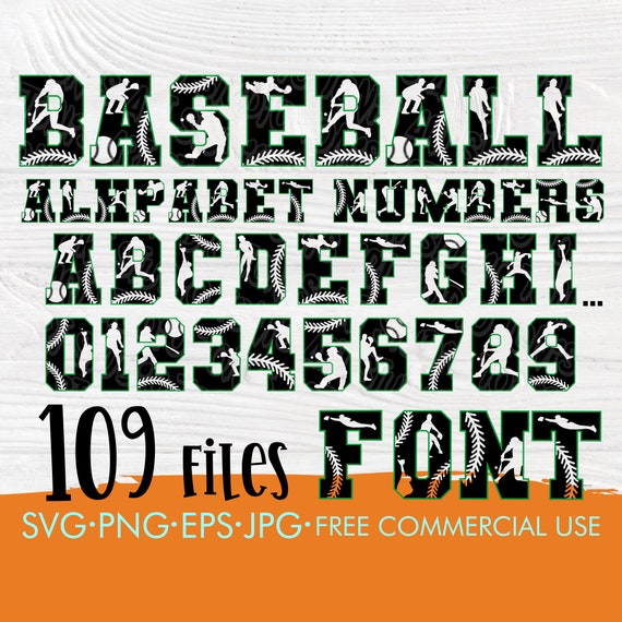 Baseball Font Svg Baseball Letter Svg Baseball Numbers Svg Etsy