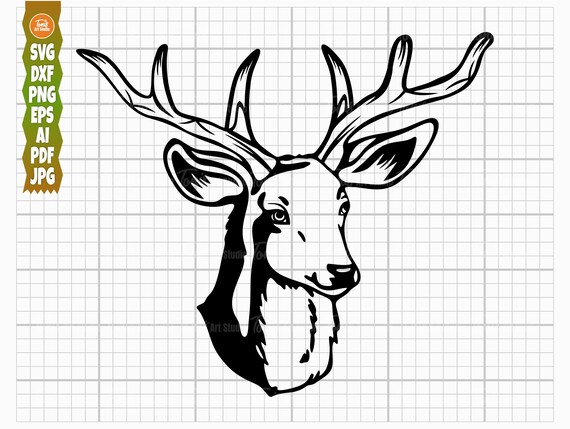 Deer Head Svg, Deer Hunting SVG PNG DXF, Deer Silhouette, Deer Clipart, Deer Outline, Deer Cut File, Cricut Svg Files