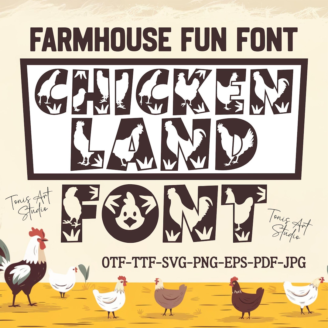Chicken Font SVG | Farmhouse Style Letters | Chicken Alphabet Svg ...
