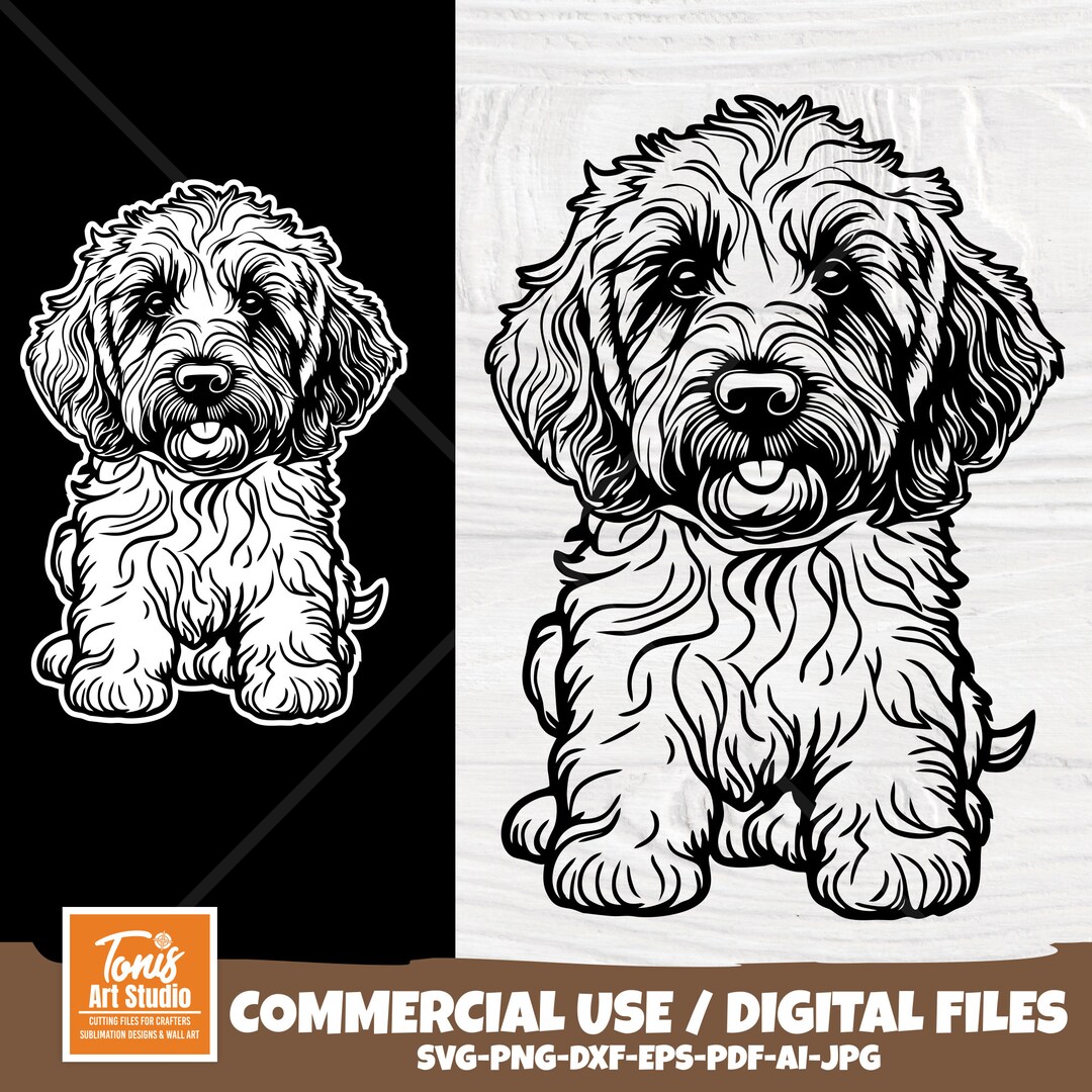 Goldendoodle Svg, Dog Svg Cutting File, Cute Puppy Silhouette, Dog Face