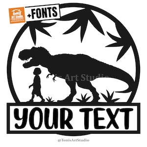 Dinosaur Name Sign SVG: T-Rex Door Hanger, Laser Cut File