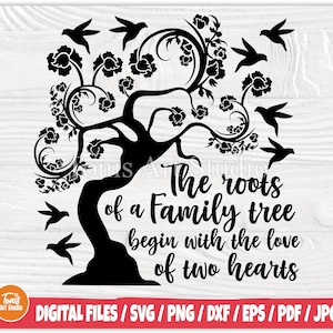 Árbol de la vida SVG / Reunión familiar Svg / Archivo Svg de raíces de árbol / Clipart de árbol genealógico
