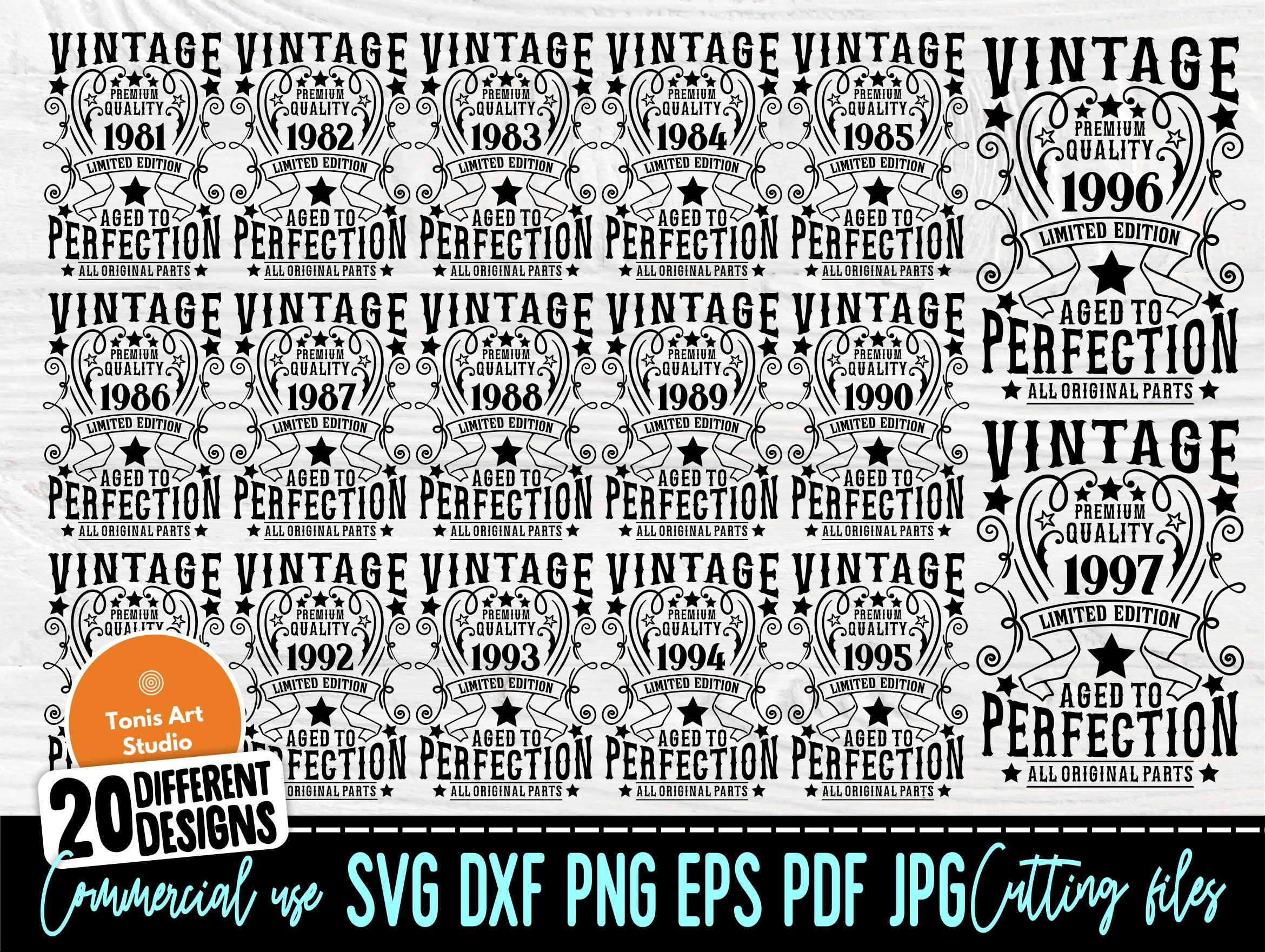 Download Distressed Retro Grunge Cut Files Digital Downloads Birthday Svg For Men Women Transparent Original Parts Bundlev 1981 Vintage Png Png Art Collectibles Drawing Illustration Sultraline Id