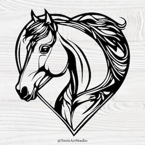 Pferdekopf Herz SVG: Tiergesicht Cut File (Digitaler Download)