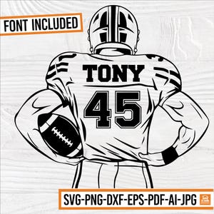 Jogador de futebol SVG | Jogador de futebol de volta | Clipart de futebol americano | Silhueta esportiva | Capacete de futebol SVG | Esportes universitários SVG