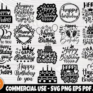 Alles Gute zum Geburtstag SVG Bundle, Geburtstagstorte SVG