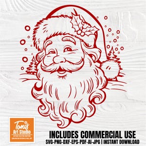 Papai Noel svg, Santa Face svg, Arquivo de corte de feriado de Natal