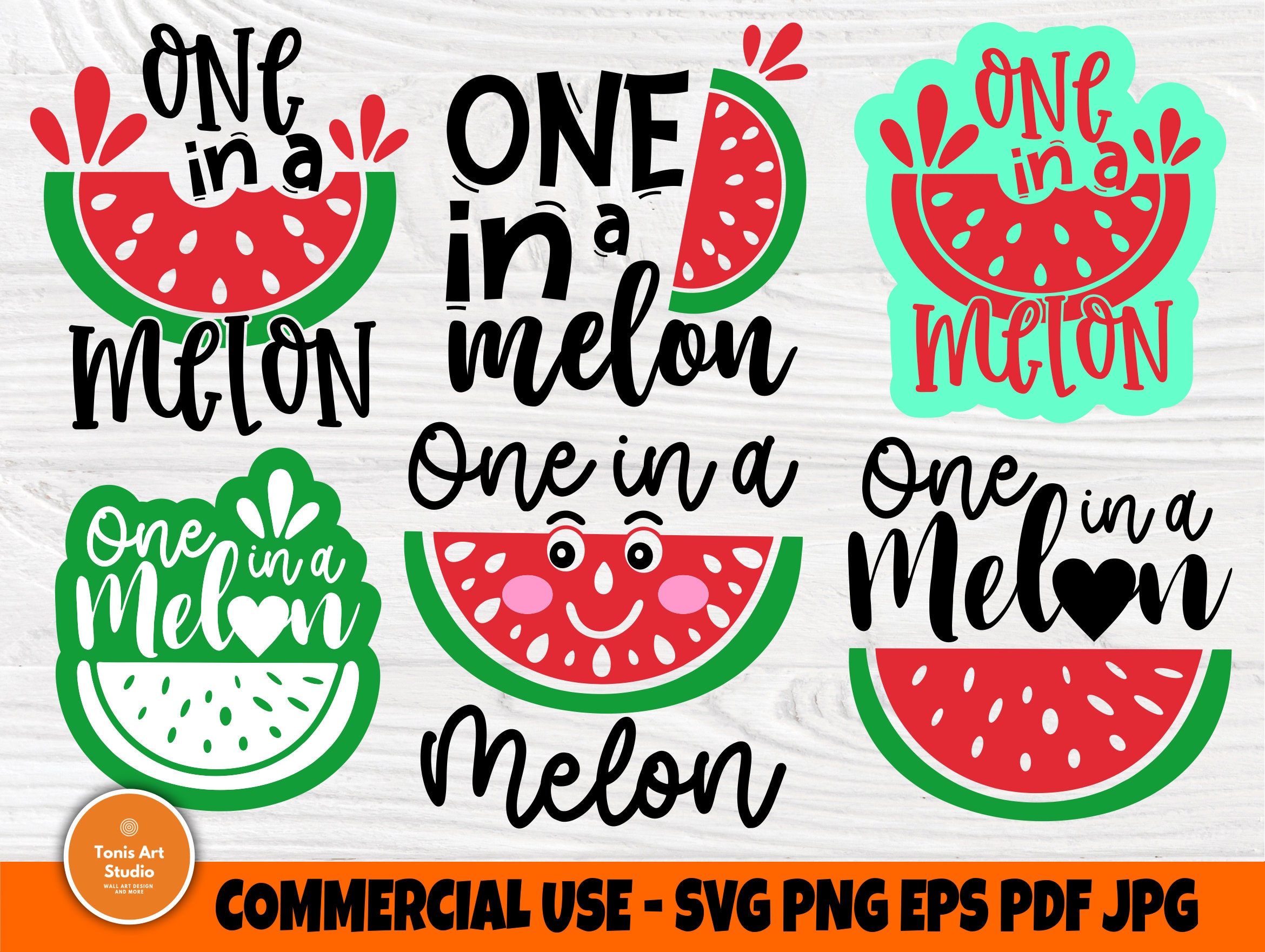 One In A Melon Svg Bundle Watermelon Summer Svg