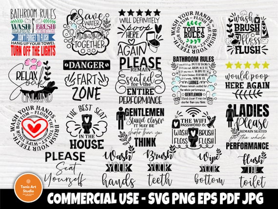 Download Bathroom Svg Bundle Toilet Quotes Svg Cut Files Etsy