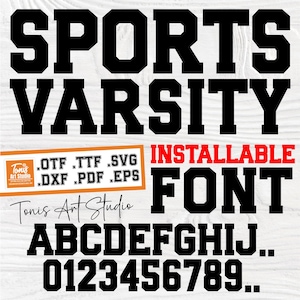 Varsity Font Svg, Sports Font Svg, Varsity Letters and Numbers, College Font