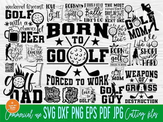 Golf SVG Bundle: Funny Quotes, Golf Ball, Golfer Silhouette (Digital Download)