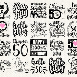50. Geburtstag SVG, Fünfzig Svg, Hallo 50 Svg, Png