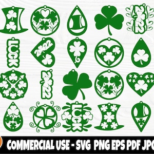St Patrick&#39;s Earrings SVG, St Patricks Day SVG, Laser Cut Files, Leather Earring svg