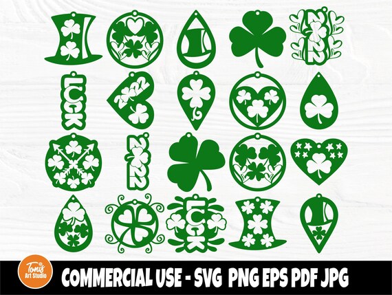 St Patrick's Earrings SVG, St Patricks Day SVG, Laser Cut Files, Leather Earring svg