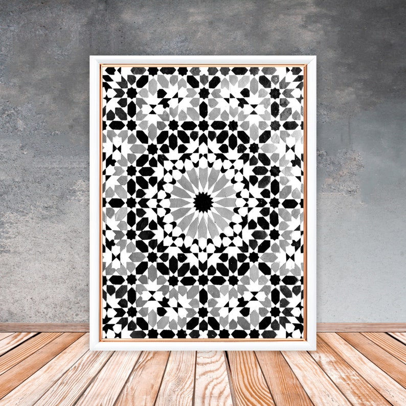 Moroccan Pattern Black and White Printable Moroccan Tiles | Etsy